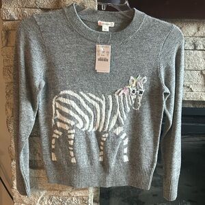 Crewcuts J.Crew Gray Sweater with Zebra on the Front Soft, Brand New, Size 10